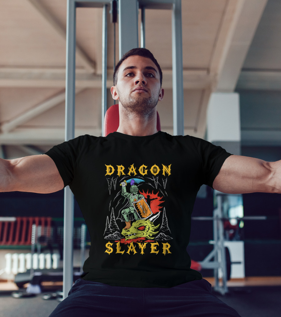 Dragon Slayer Knight Conquering Fiery Beast T-Shirt