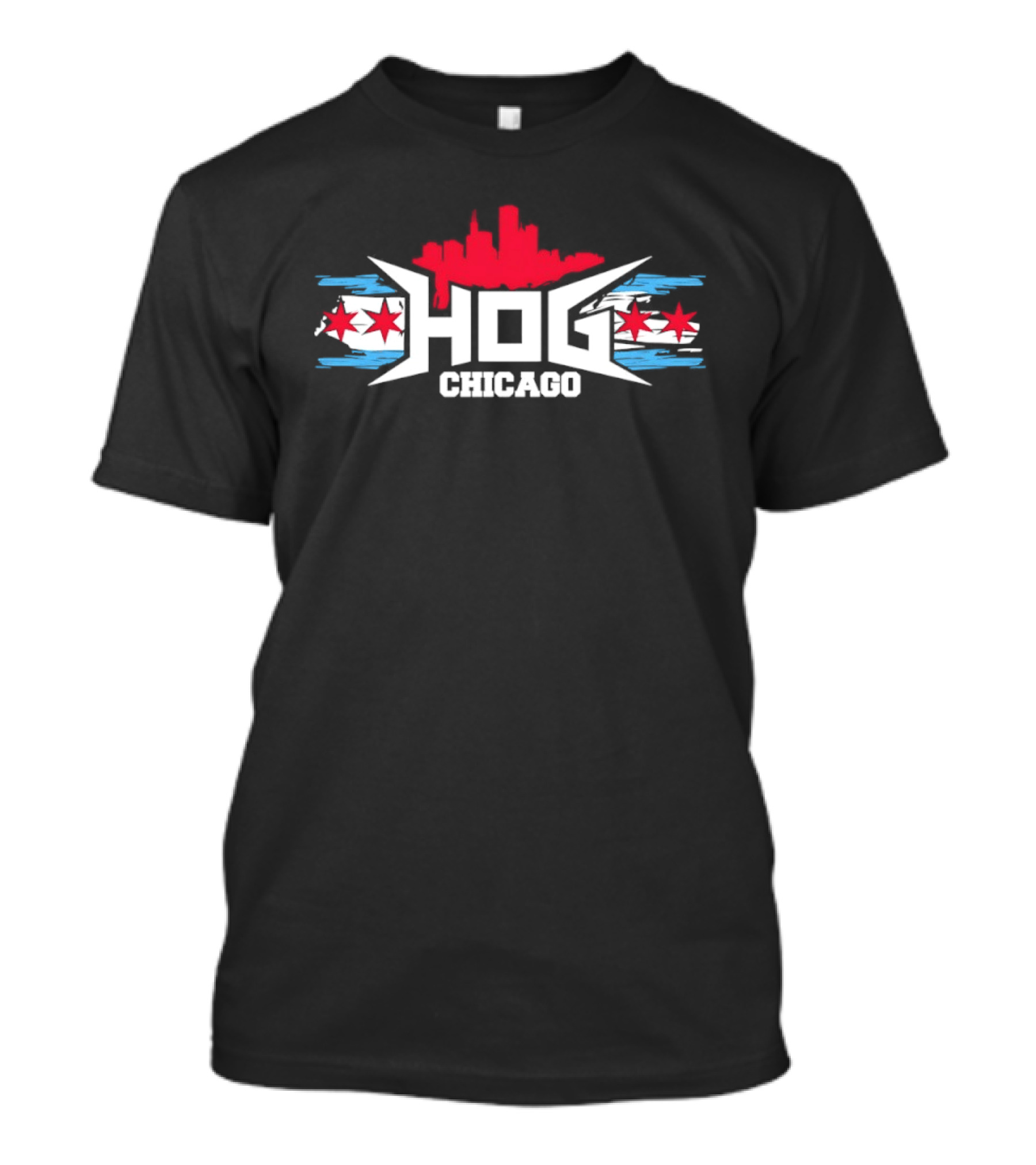 Hog Chicago City Skyline Flag Stars T-Shirt