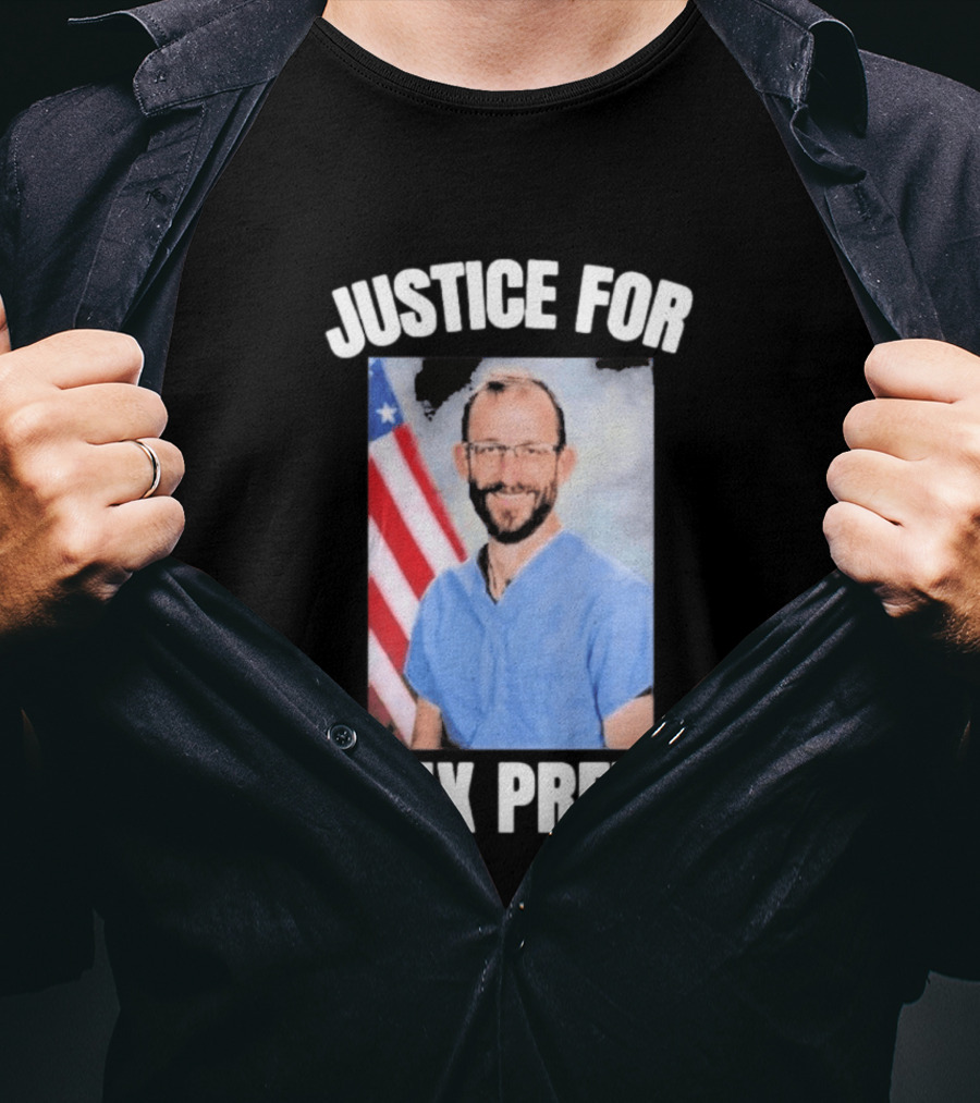 Justice For Alex Pretti American Flag Dedication T-Shirt