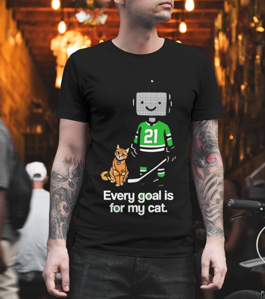 Jason Robertson 21 Dallas Stars Hockey Every Goal Is For My Cat T-Shirt