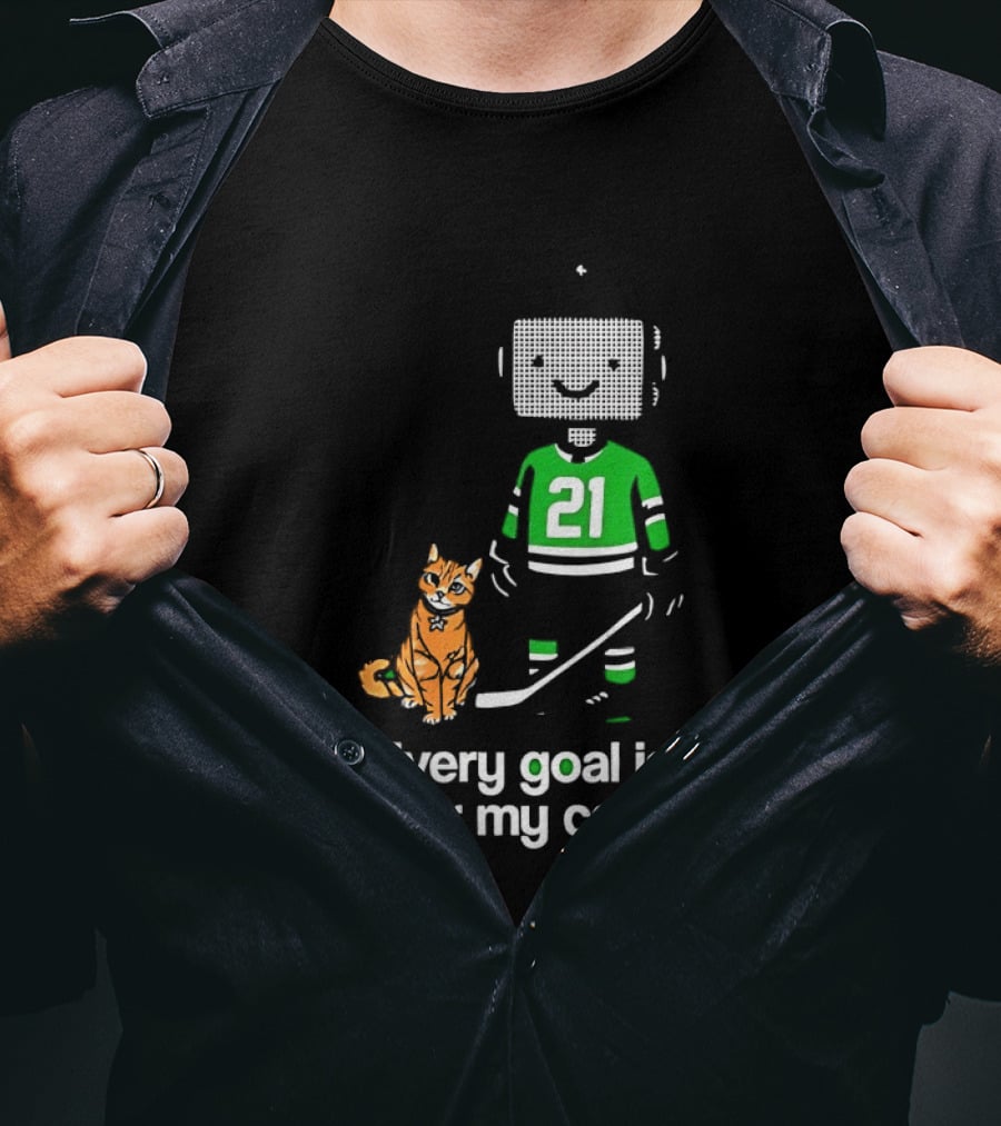 Jason Robertson 21 Dallas Stars Hockey Every Goal Is For My Cat T-Shirt