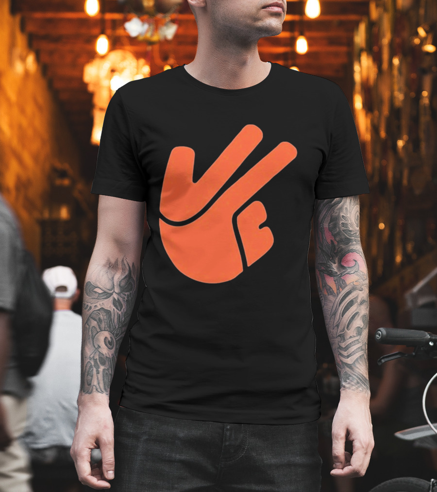 Jb11 Peace Sign Orange Hand Gesture T-Shirt