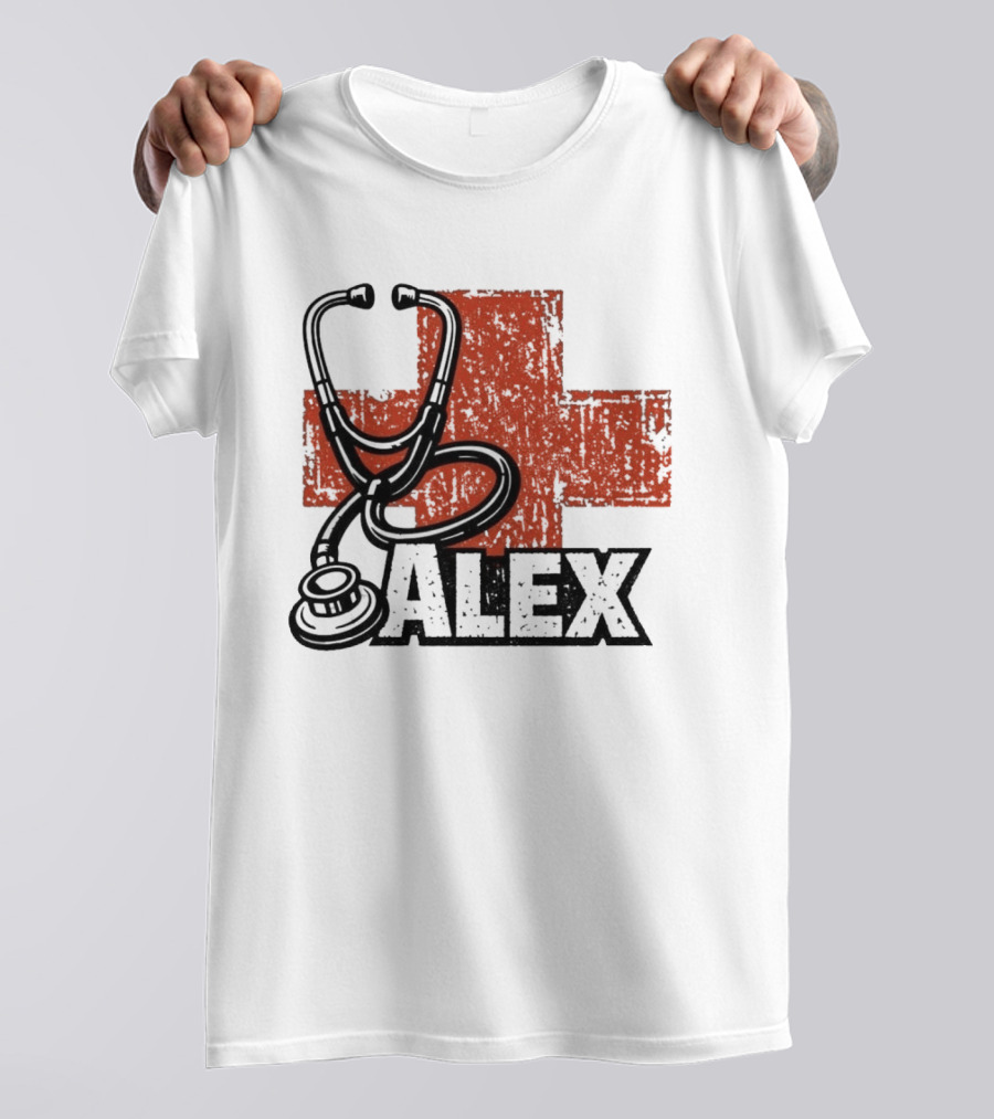 Alex Stethoscope Red Cross ICU Nurse T-Shirt
