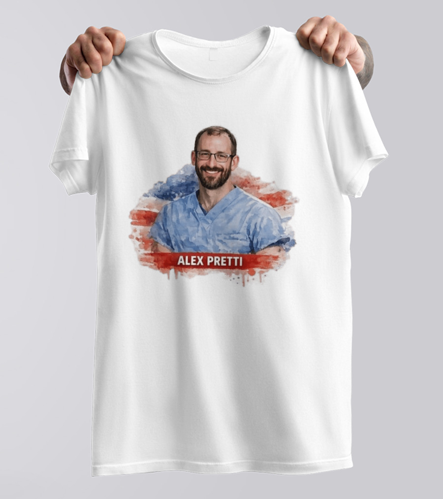 Alex Pretti Memorial ICU Nurse American Flag T-Shirt