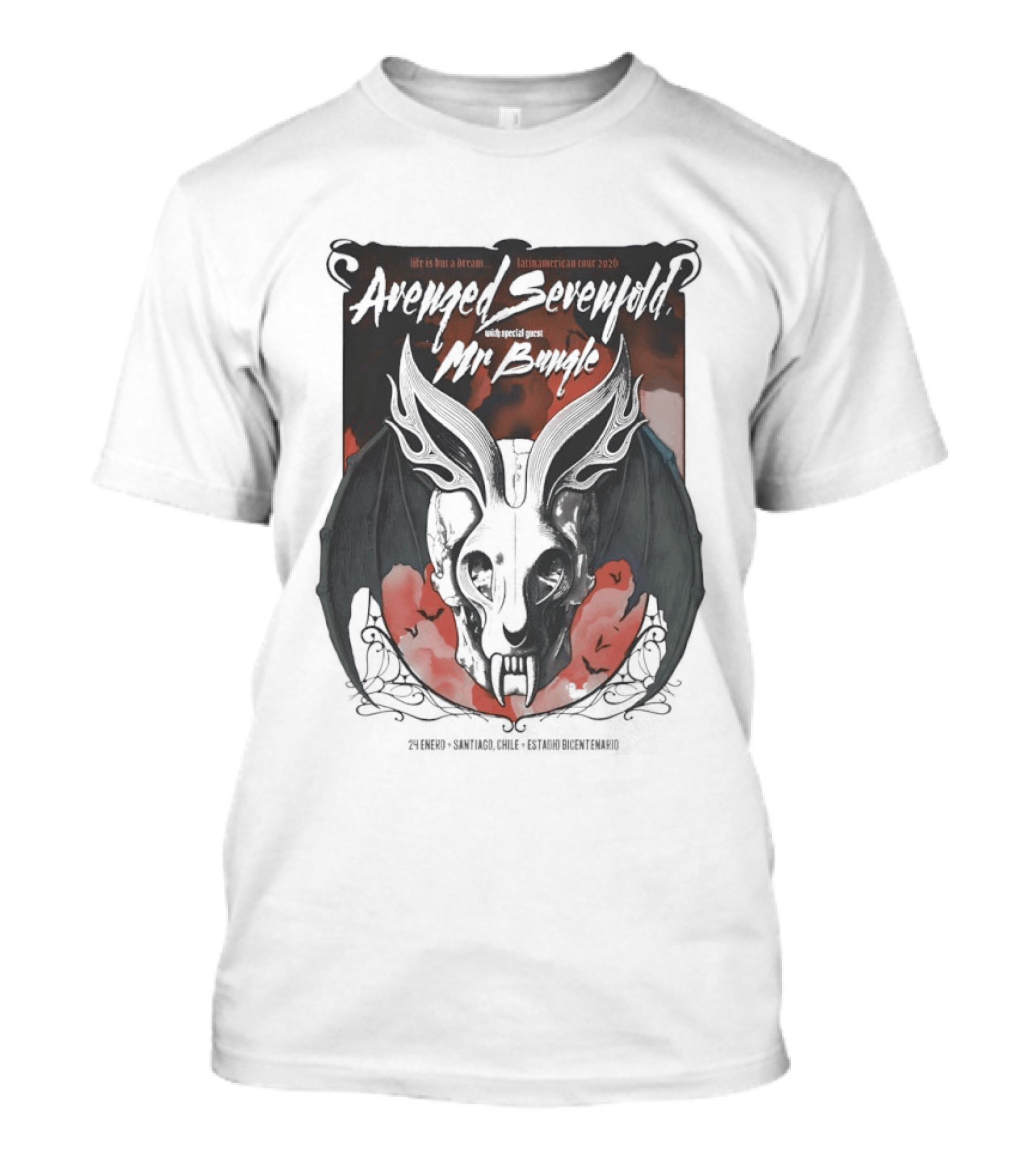 Avenged Sevenfold Mr Bungle North American Tour 2026 Bat Skull T-Shirt