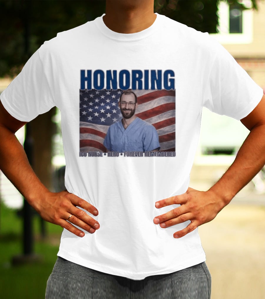 Honoring ICU Nurse Hero Forever Remembered American Flag T-Shirt