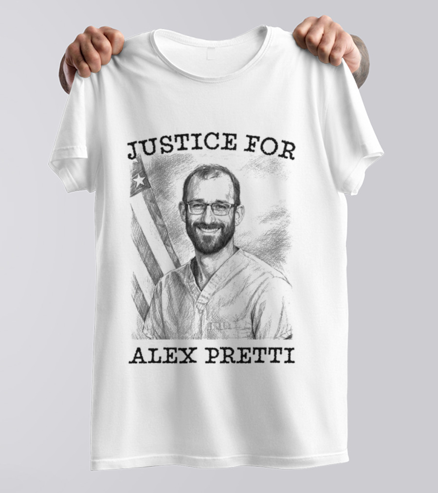 Justice For Alex Pretti Abolish ICE Protest With American Flag T-Shirt
