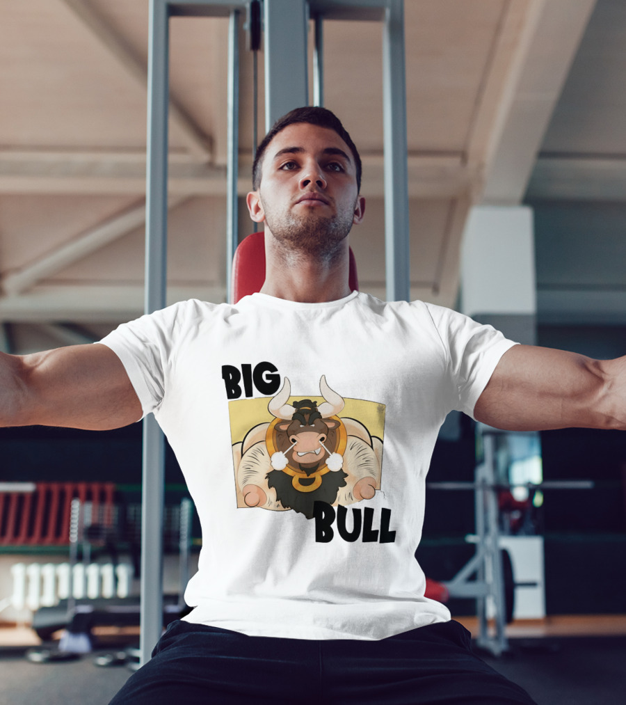 Big Bull Bara Male Minotaur Cartoon Whimsical Horned T-Shirt