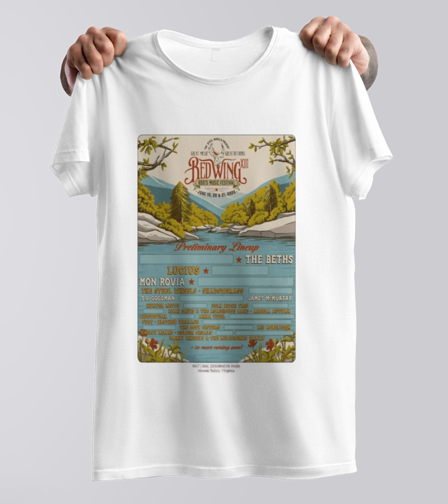 Red Wing Roots Music Festival XIII June 19 21 2026 Preliminary Lineup Lucius The Beths T-Shirt