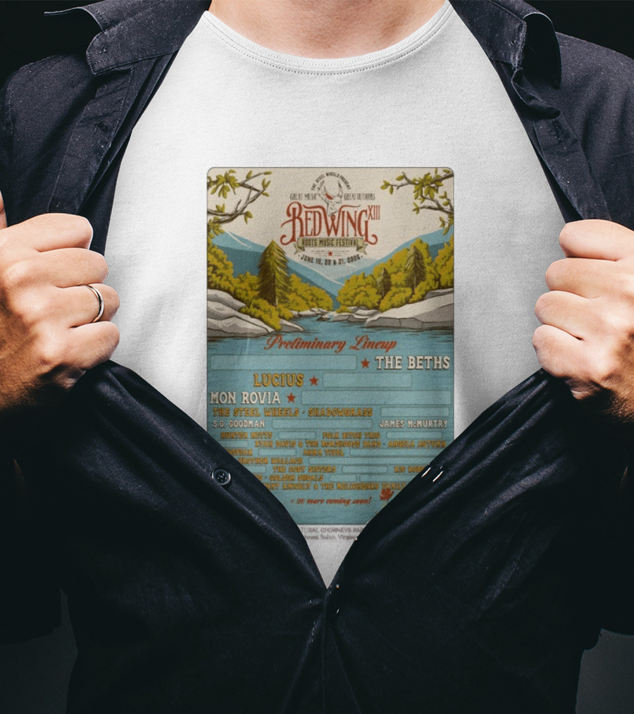 Red Wing Roots Music Festival XIII June 19 21 2026 Preliminary Lineup Lucius The Beths T-Shirt
