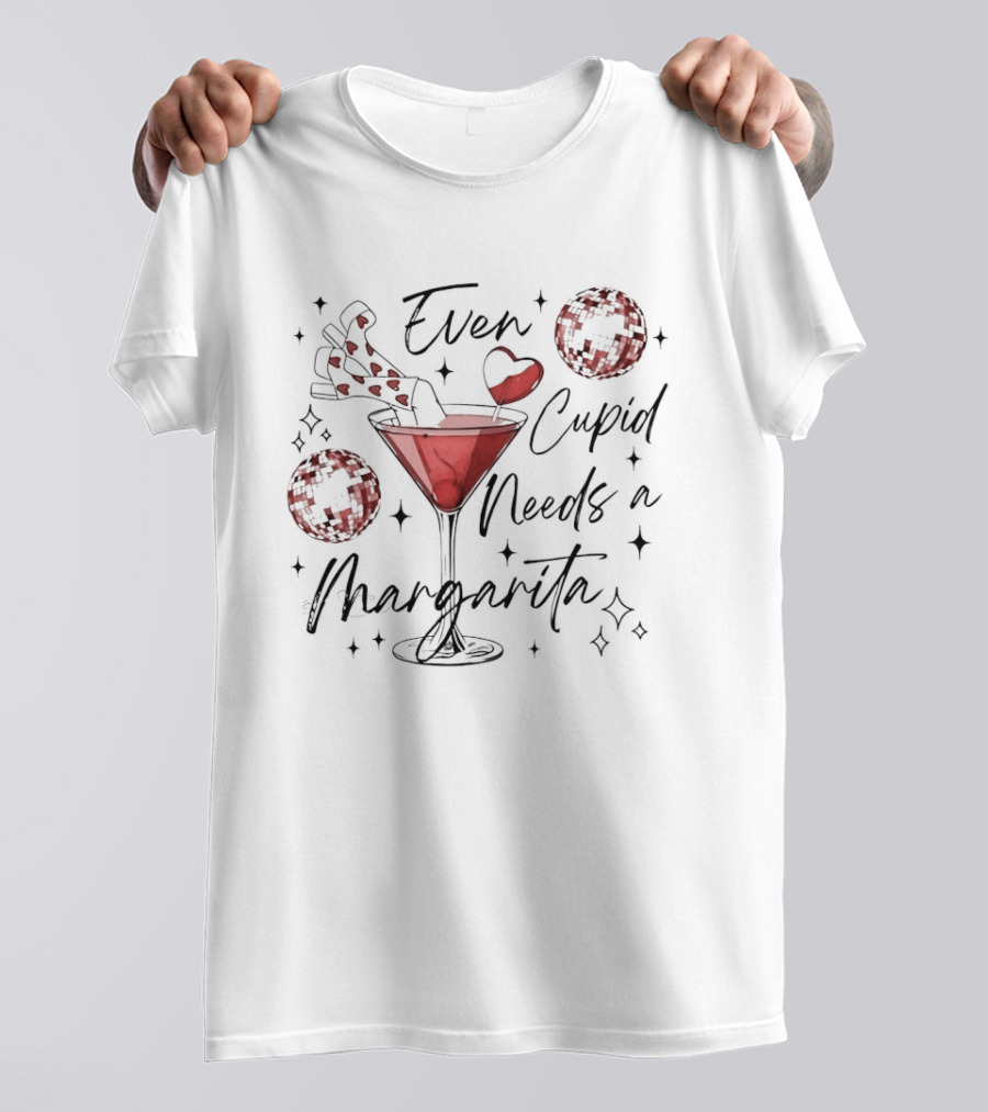 Even Cupid Needs A Margarita Valentine Hearts And Cocktail T-Shirt