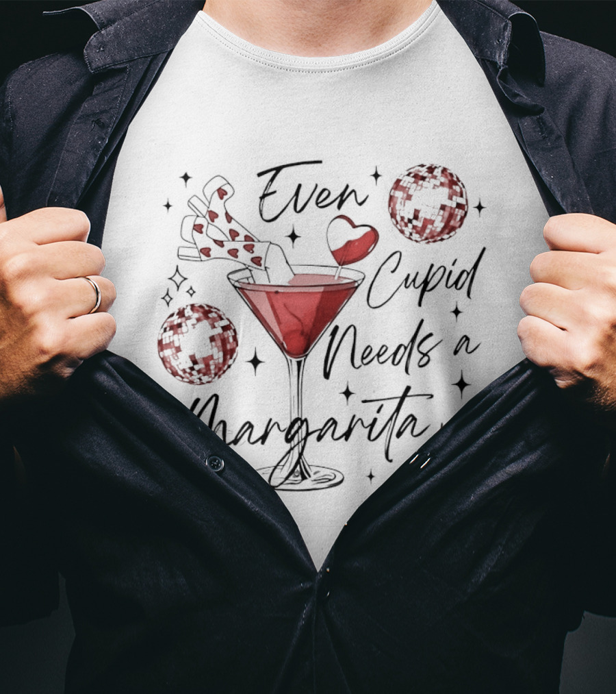 Even Cupid Needs A Margarita Valentine Hearts And Cocktail T-Shirt