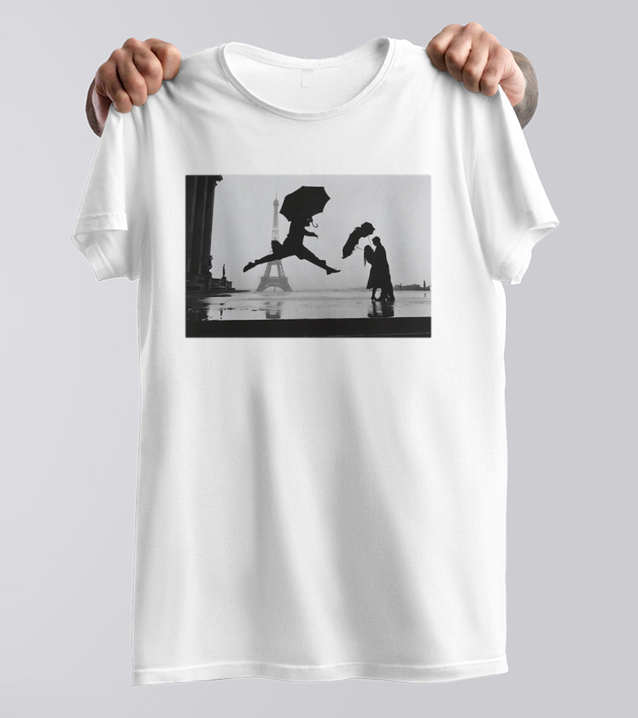 Umbrella Jump Paris Eiffel Tower Elliott Erwitt 1989 T-Shirt