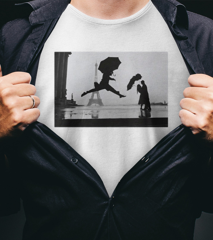 Umbrella Jump Paris Eiffel Tower Elliott Erwitt 1989 T-Shirt