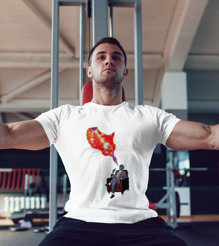 Finished Quazar Smoking Cosmic Alien In Suit With Colorful Smoke T-Shirt