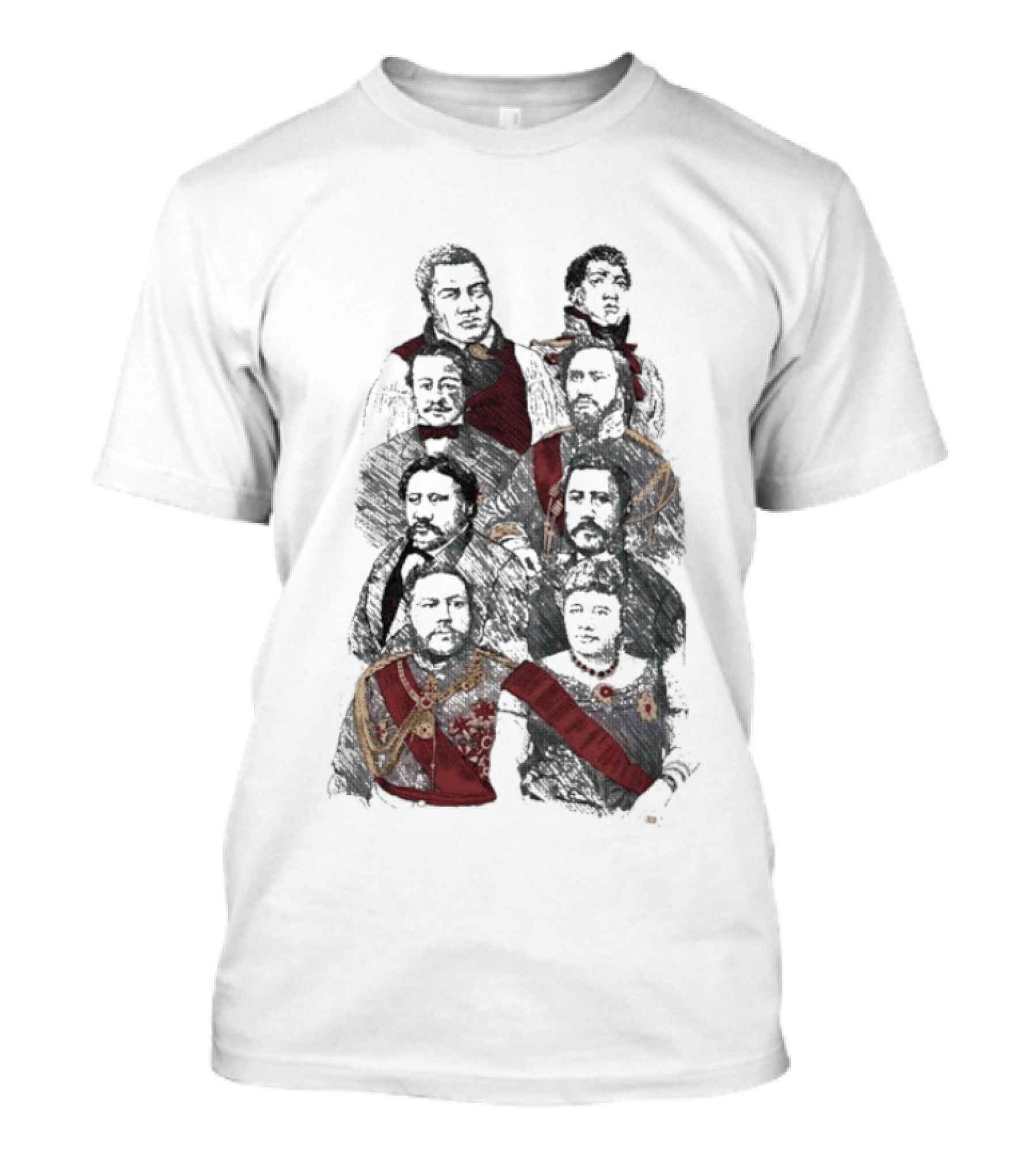 Fitted Hawaii Queen Album Cover Parody Sitting On A Throne Of Gold T-Shirt