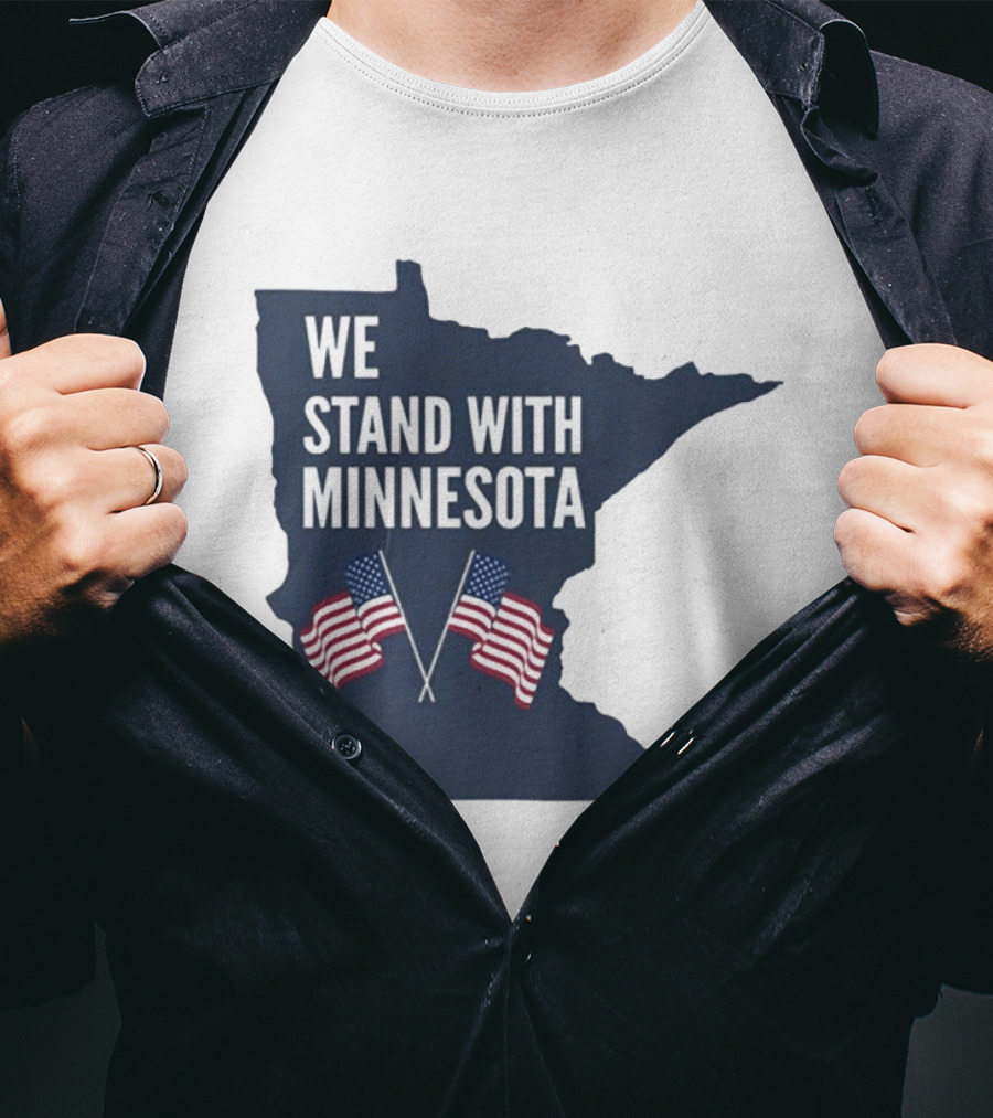 We Stand With Minnesota American Flags Solidarity T-Shirt