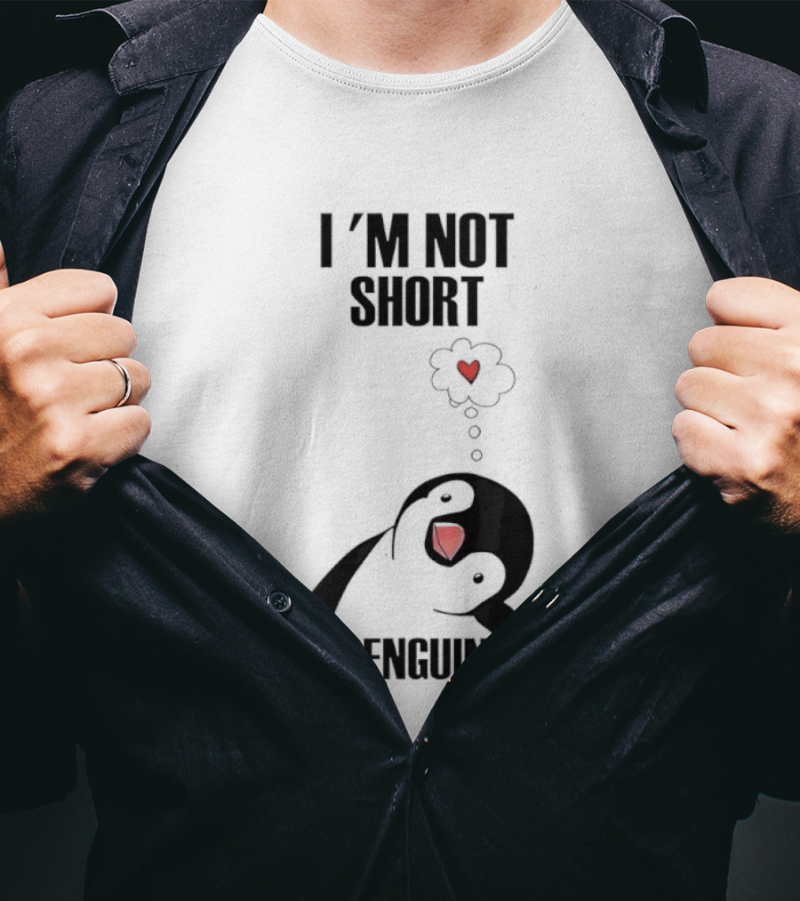 I'm Not Short I'm Penguin Size Cute Penguin With Heart T-Shirt