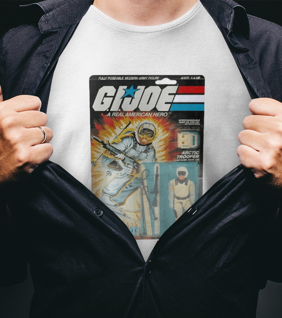 GIJoe A Real American Hero Arctic Trooper Snow Job Action Figure Vintage Packaging T-Shirt