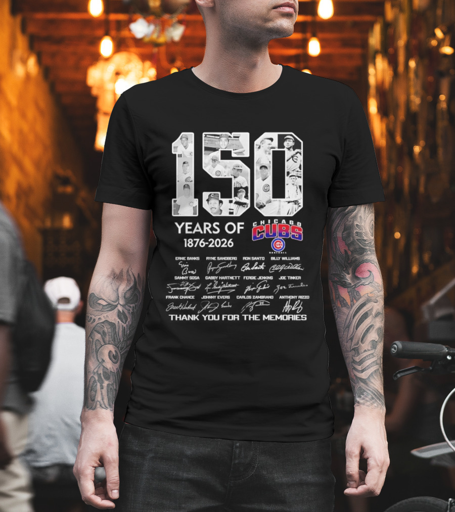 Chicago Cubs 150 Years 1876 2026 Thank You For The Memories Legendary Players T-Shirt