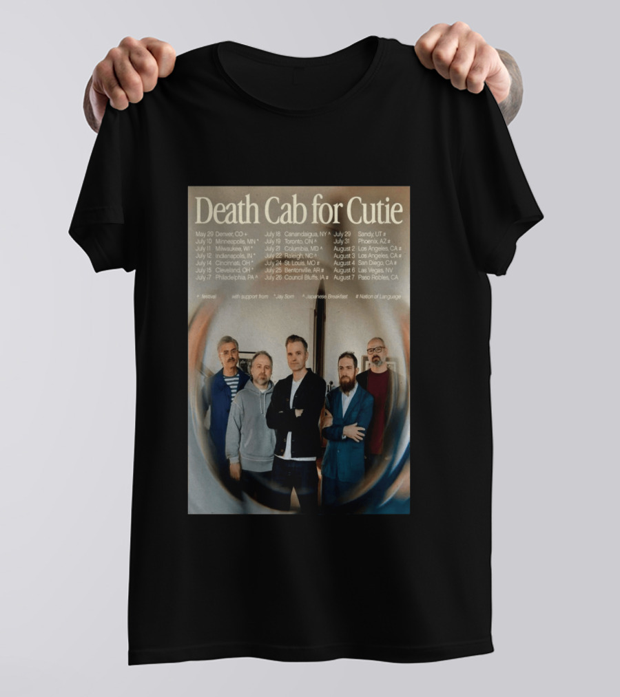 Death Cab For Cutie 2026 North America Tour Dates With Japanese Breakfast Jay Som Nation Of Language T-Shirt