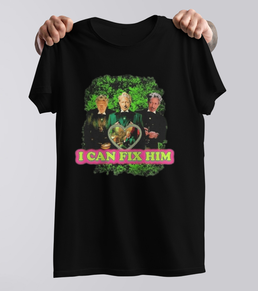 I Can Fix Him Jeff Goldblum Wicked Wizard Green Heart Trio T-Shirt