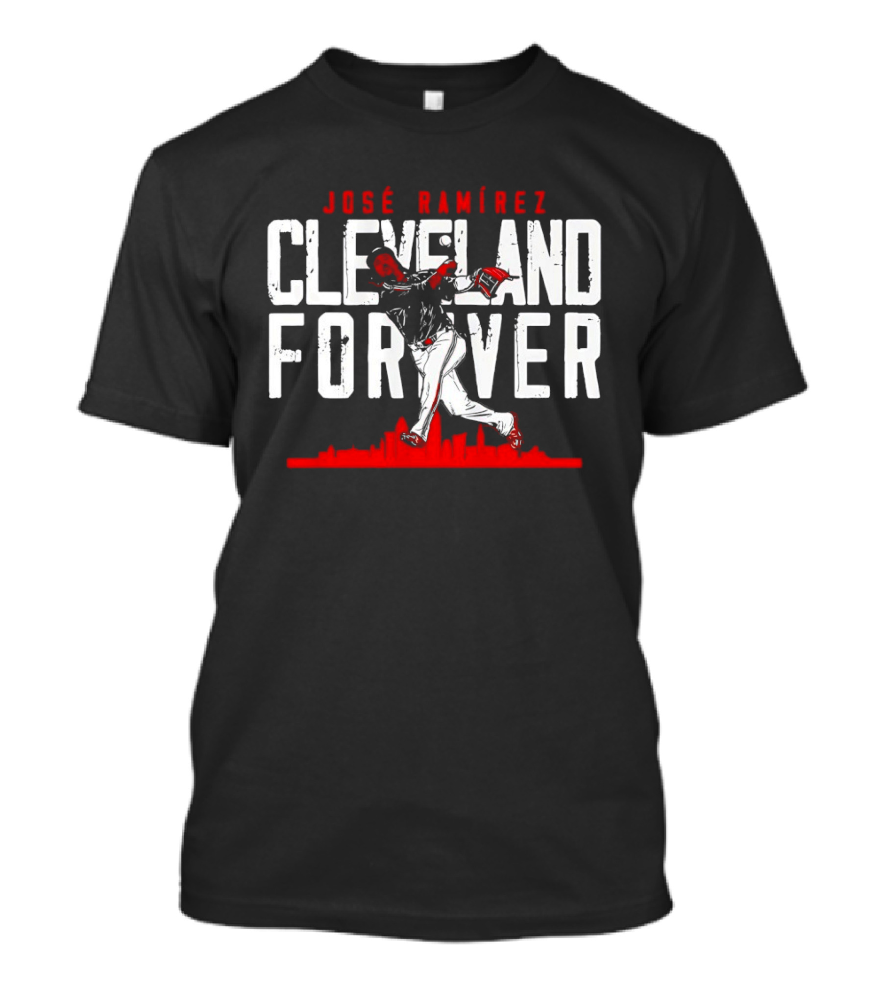 José Ramírez Cleveland Forever Baseball Skyline T-Shirt