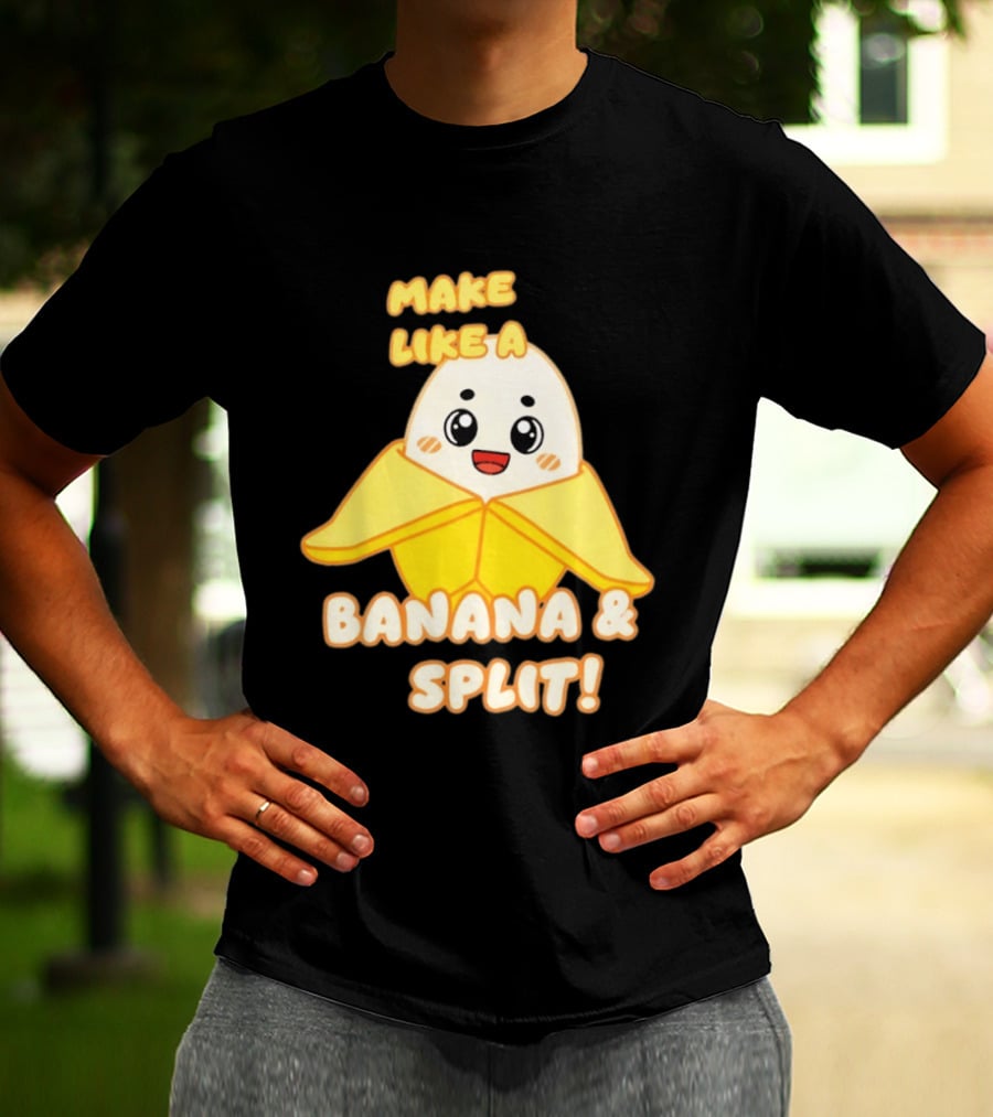 LankyBox Banany Make Like A Banana And Split Cute Cartoon T-Shirt