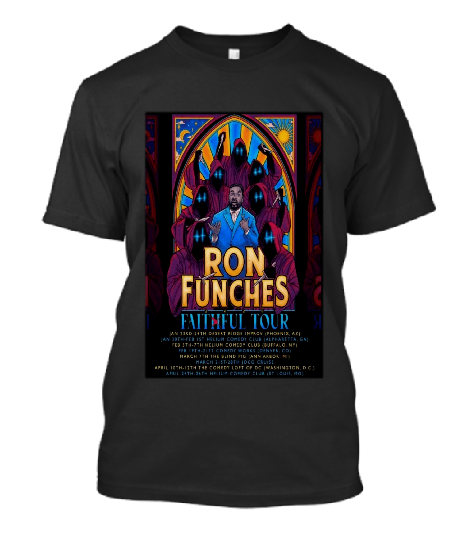 Ron Funches Faithful Tour 2026 Comedy Club Dates Helium Joco Cruise T-Shirt