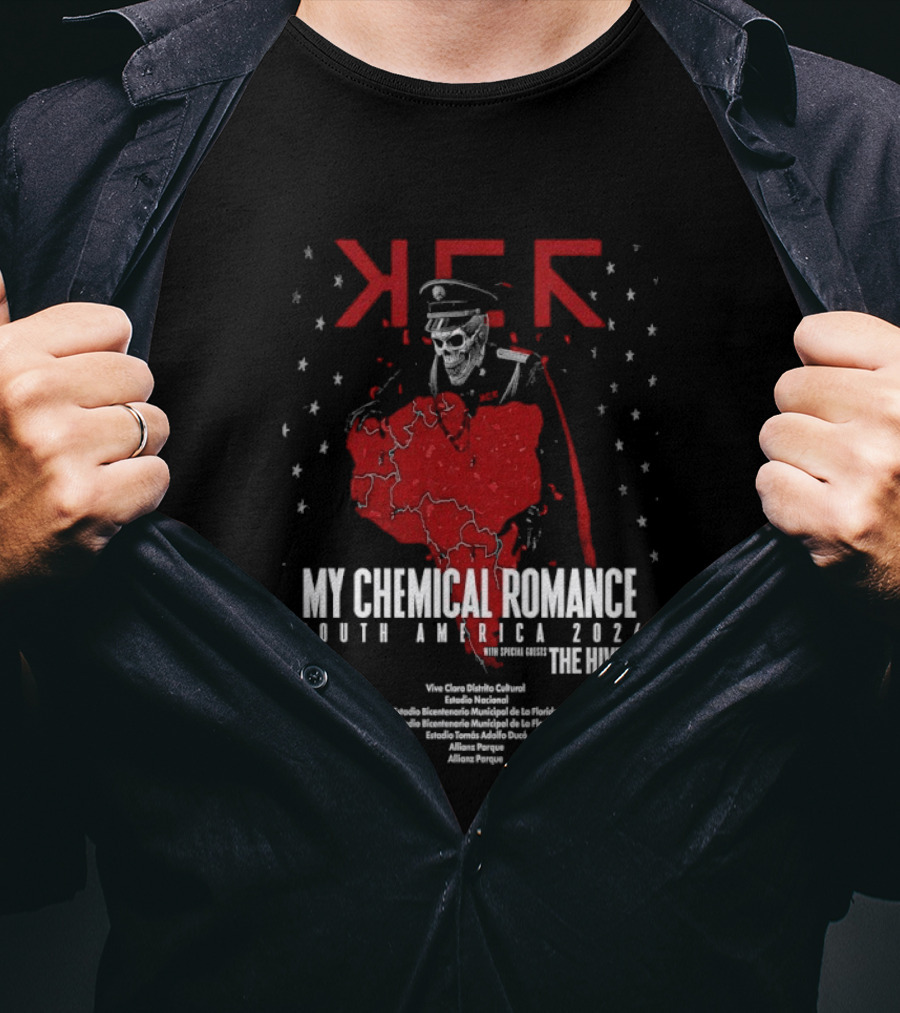 My Chemical Romance South America 2026 Tour The Hives Dates Cities Map Starry T-Shirt