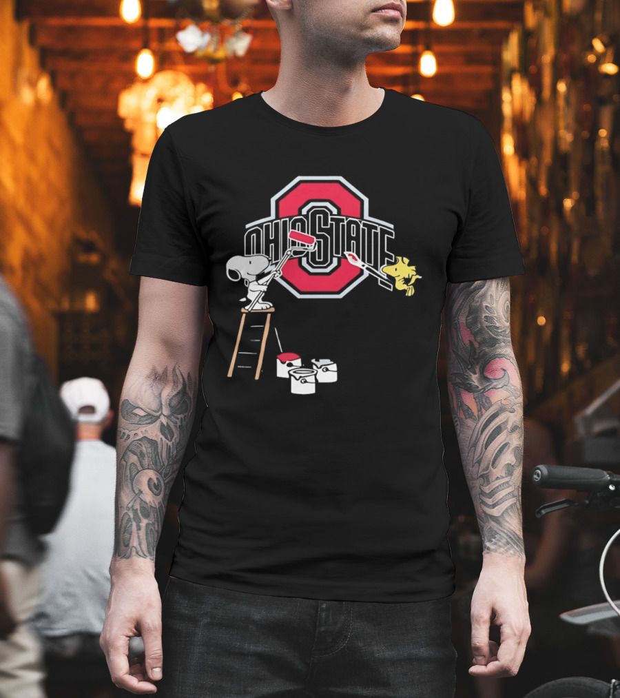 Snoopy Woodstock Ohio State Buckeyes Painting Adventure T-Shirt