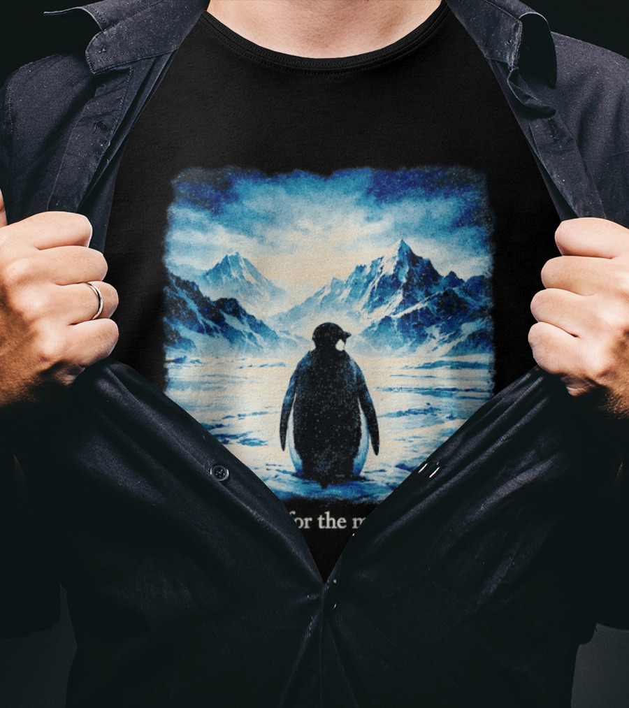 Penguin But Why Heading For The Mountains Scenic Landscape T-Shirt