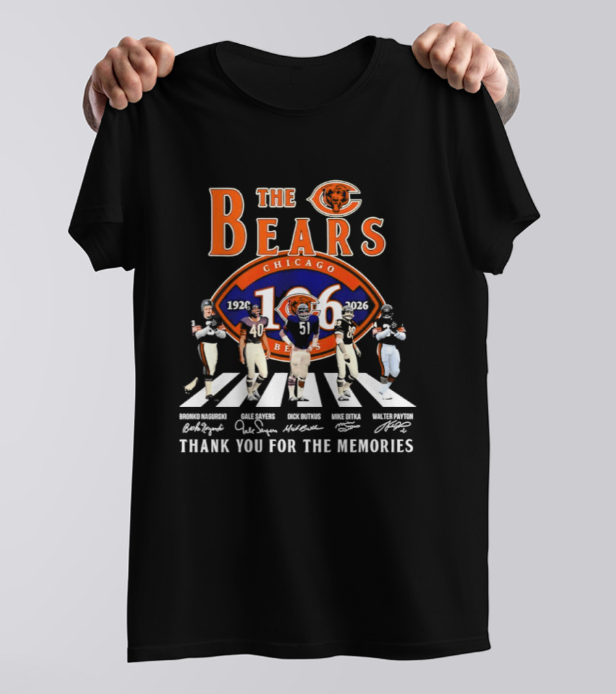 The Chicago Bears 106 Years 1920 2026 Player Road Thank You For The Memories T-Shirt