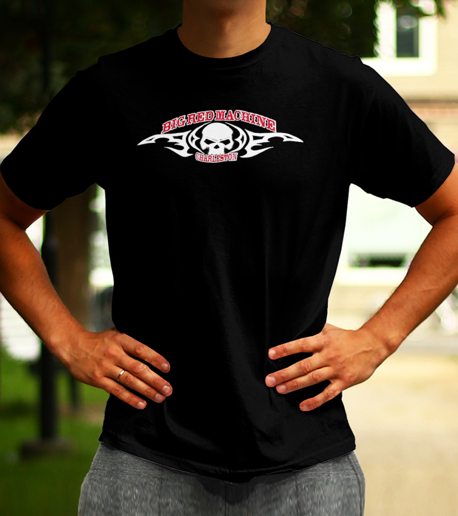 Big Red Machine Charleston Skull And Flames T-Shirt