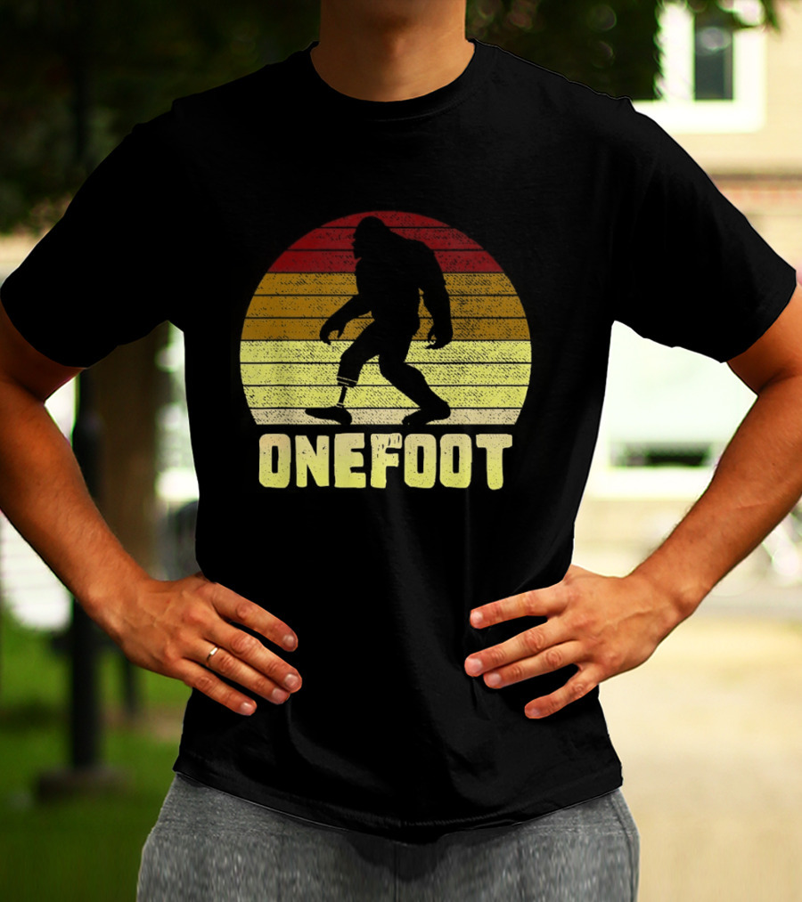 Bigfoot Artificial Leg Onefoot Silhouette Sunset T-Shirt