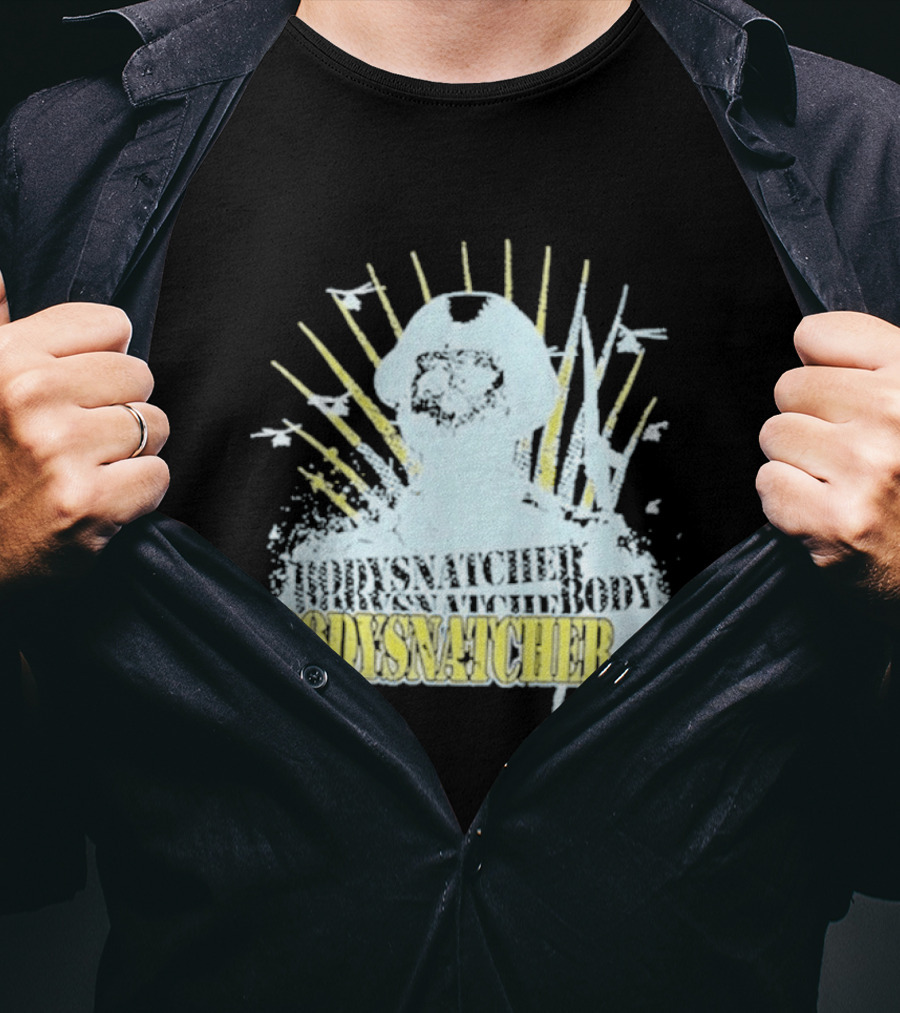 Bodysnatcher Helicopter Pilot Silhouette Sunburst T-Shirt