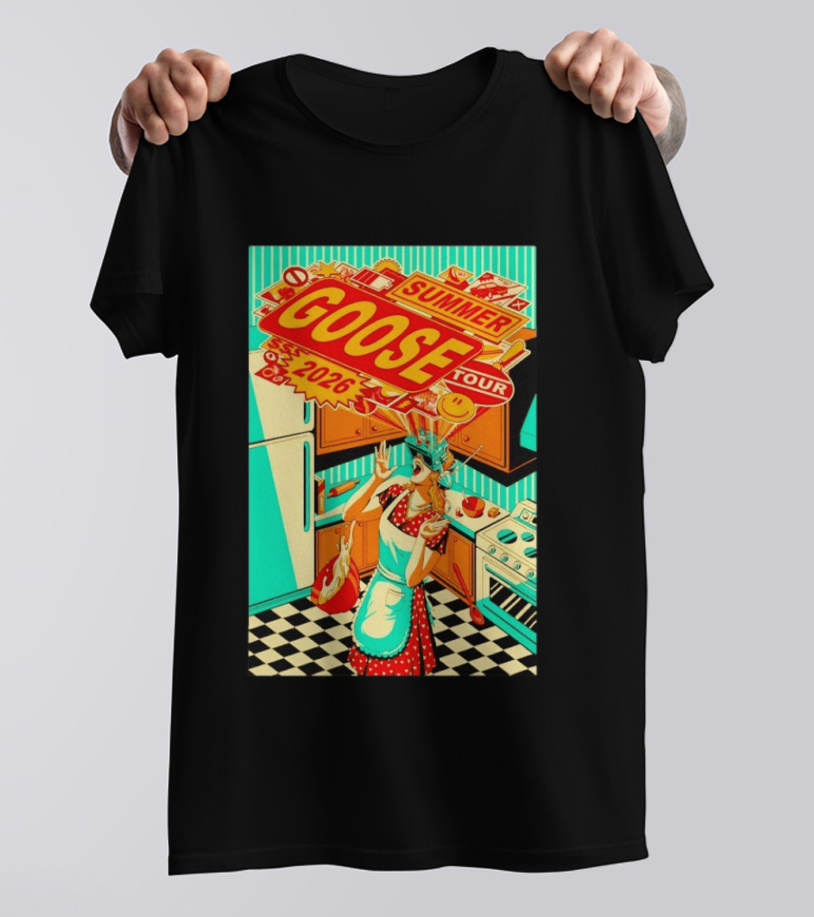 Goose Summer 2026 Tour Retro Kitchen Chaos With Surprised Housewife T-Shirt