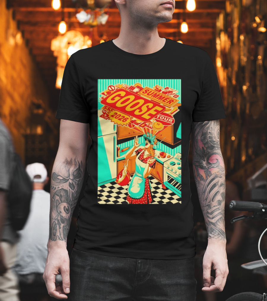 Goose Summer 2026 Tour Retro Kitchen Chaos With Surprised Housewife T-Shirt