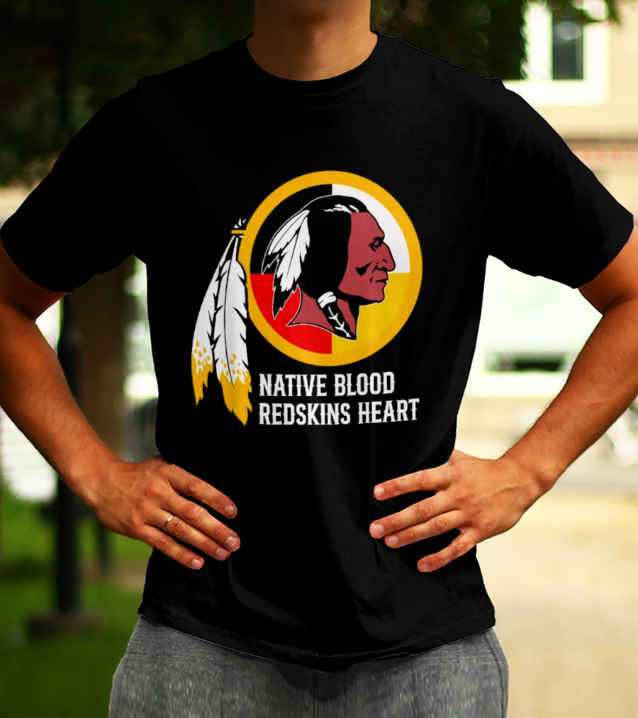Native Blood Redskins Heart Washington Commanders T-Shirt