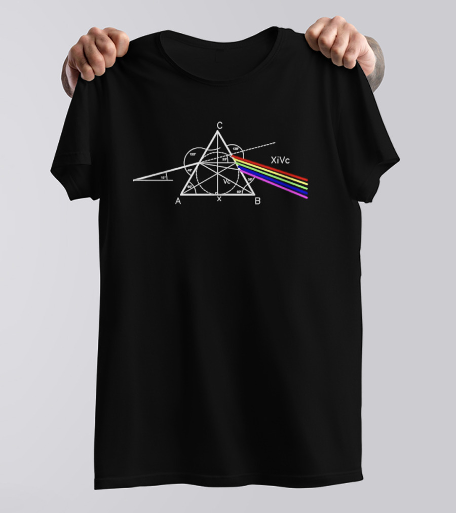 Optical Deconstruction Pink Floyd Dark Side Of The Moon Triangle Prism Rainbow Line T-Shirt