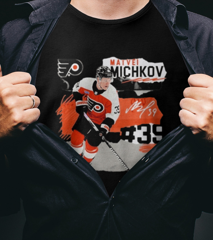 Philadelphia Flyers Matvei Michkov 39 Fresh Ice Hockey Skating T-Shirt