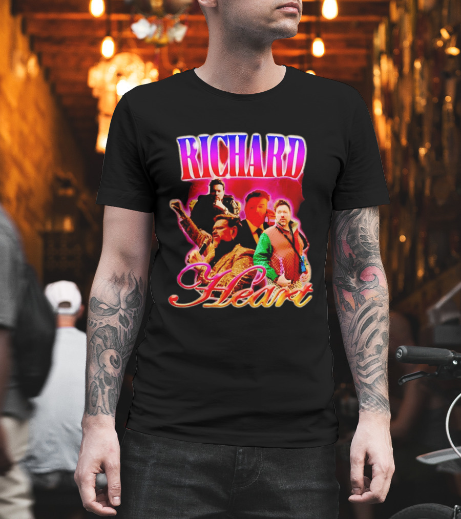 Richard Heart Lightning Bold Nostalgic Collage T-Shirt