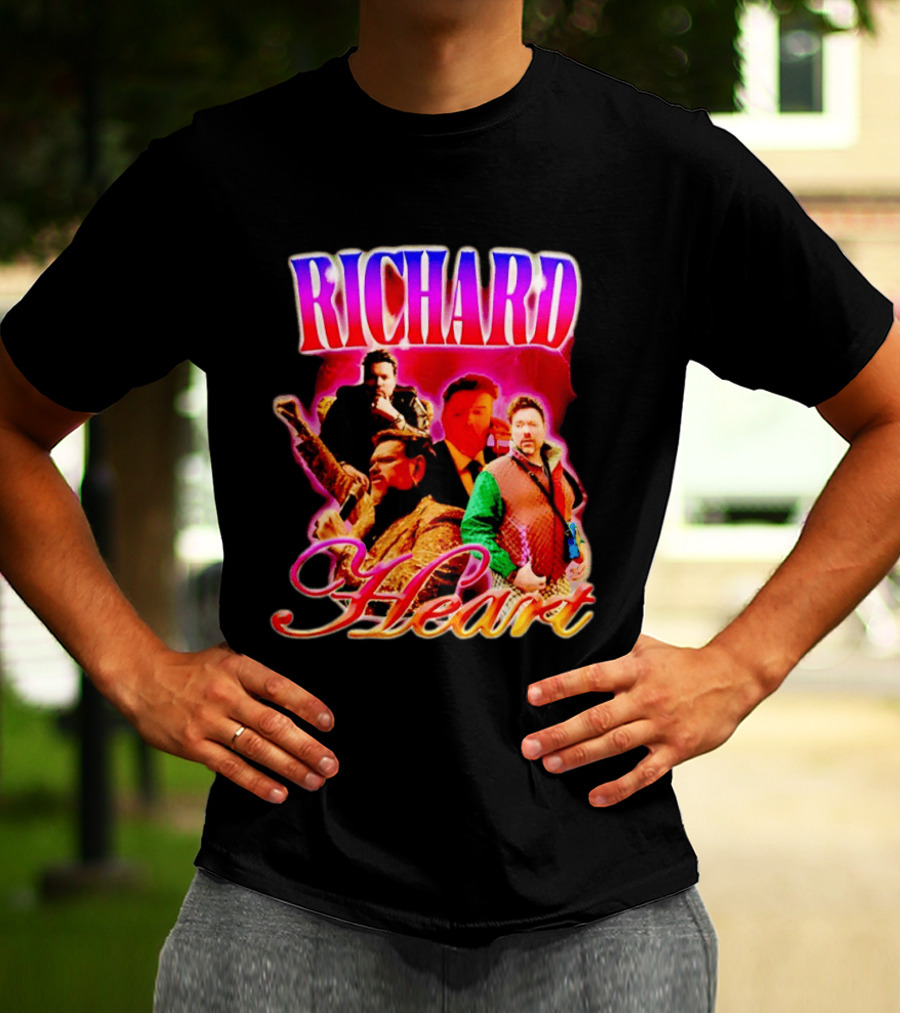 Richard Heart Lightning Bold Nostalgic Collage T-Shirt