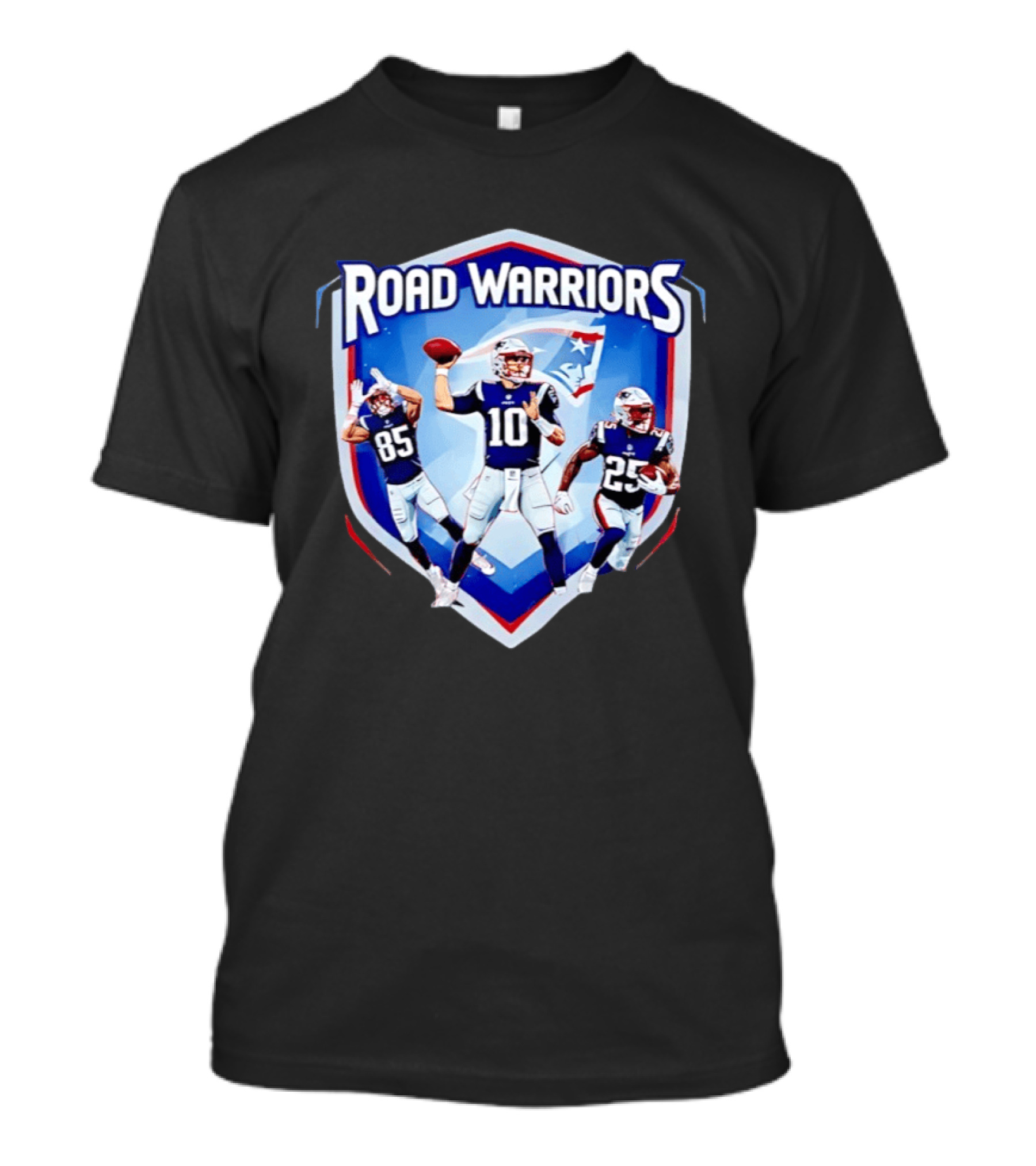 Road Warriors New England Patriots Legends Hunter Henry Marcus Jones Drake Maye T-Shirt
