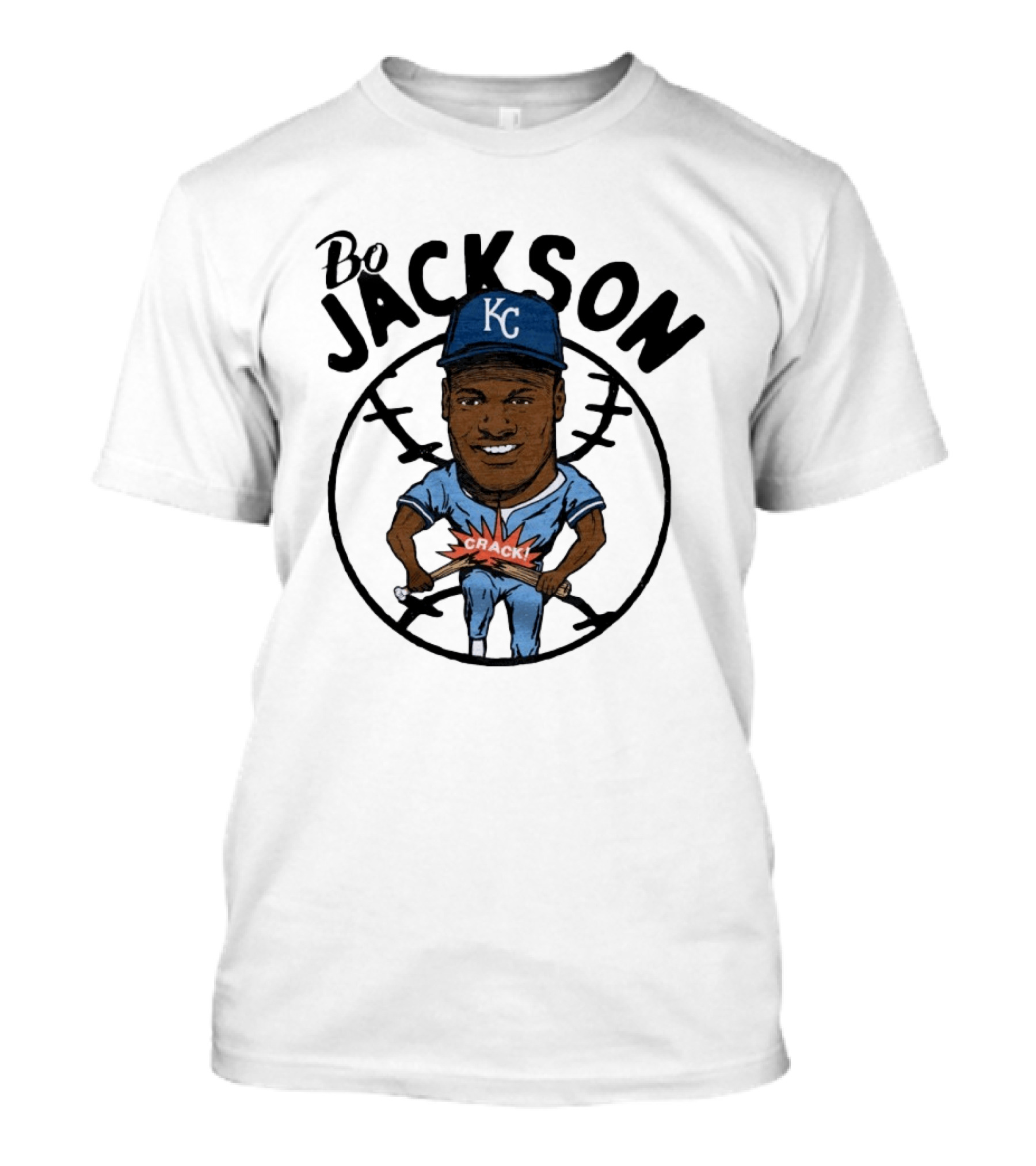 Bo Jackson KC Royals Cartoon Crack Baseball T-Shirt
