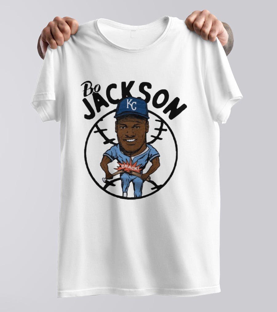 Bo Jackson KC Royals Cartoon Crack Baseball T-Shirt