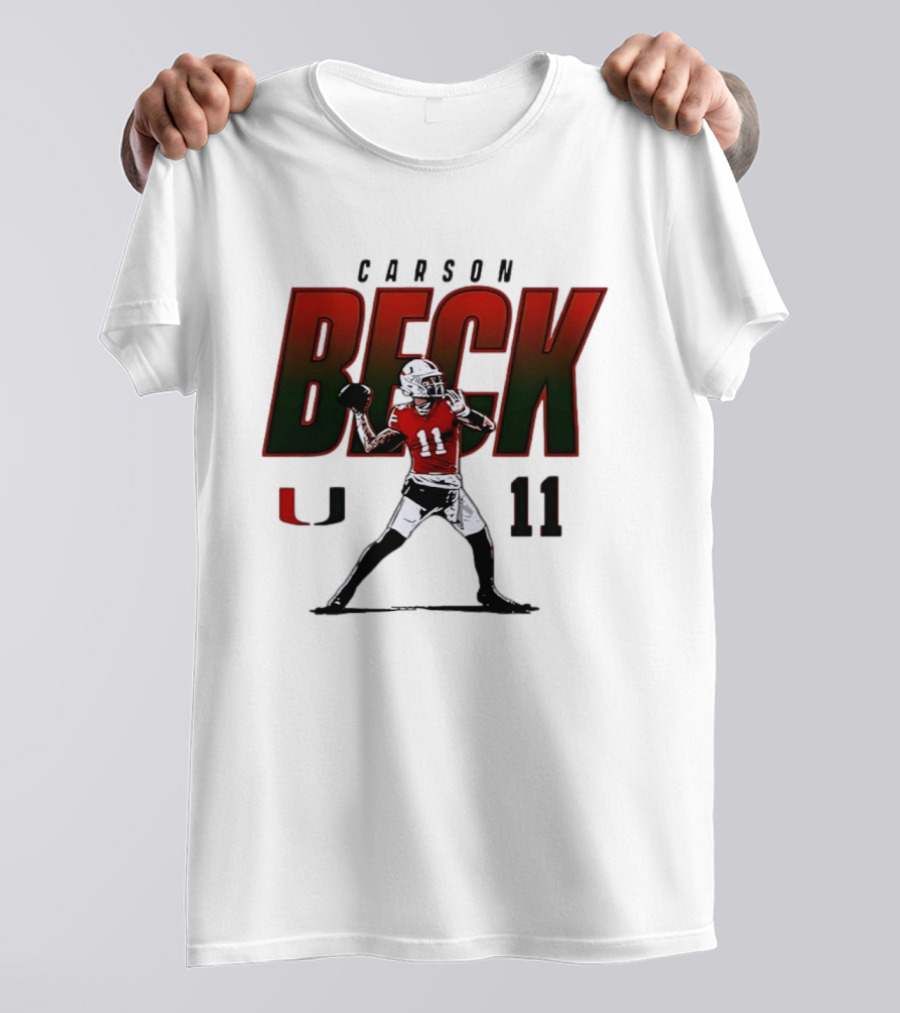 Carson Beck 11 Miami Hurricanes Football NCAA Legends Carrollton Caricature T-Shirt