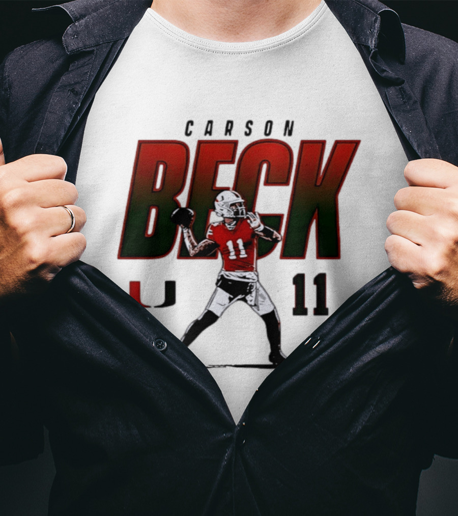 Carson Beck 11 Miami Hurricanes Football NCAA Legends Carrollton Caricature T-Shirt