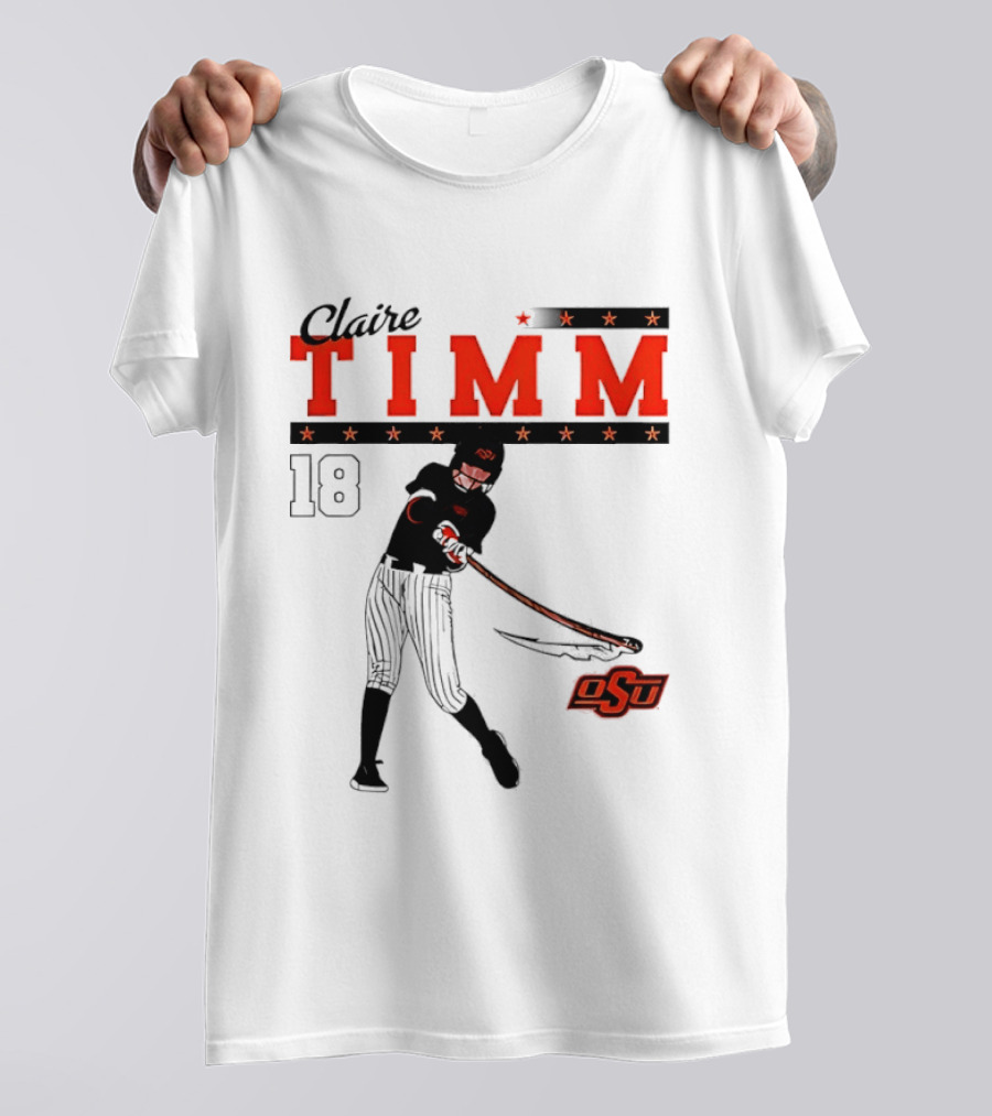 Claire Timm 18 OSU Cowgirls Softball Legend Player Caricature T-Shirt