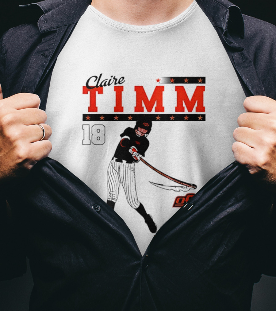 Claire Timm 18 OSU Cowgirls Softball Legend Player Caricature T-Shirt